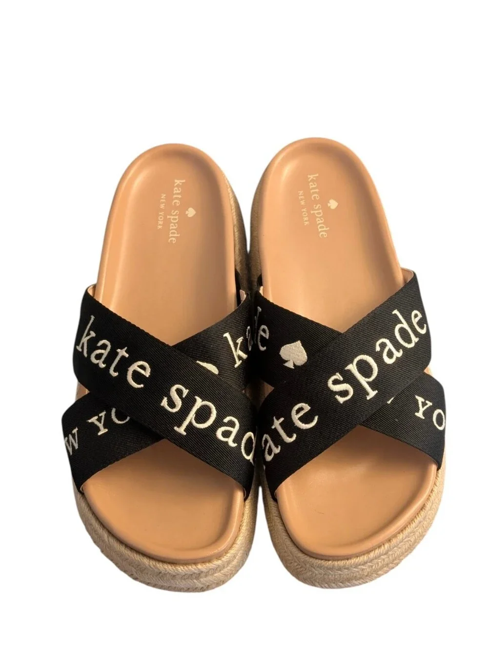 Kate Spade Piper Flatform Espadrilles Black & White lego Sandals size 10